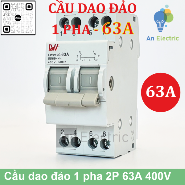 Cầu dao đảo 1 pha 2P 63A 400V LW219G