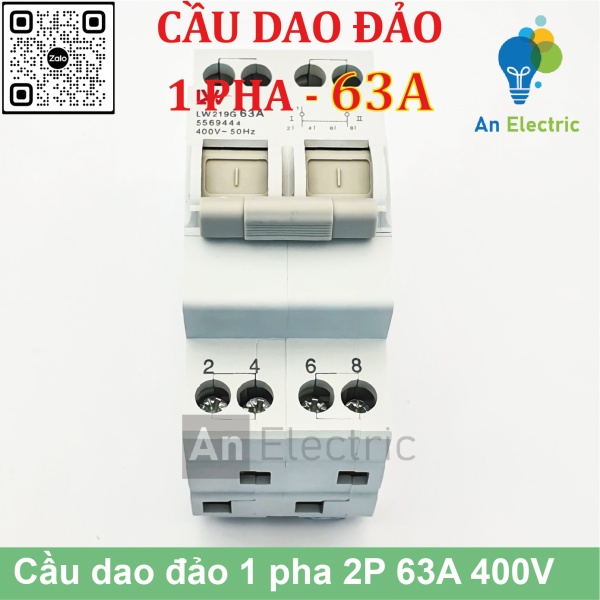 Cầu dao đảo 1 pha 2P 63A 400V LW219G