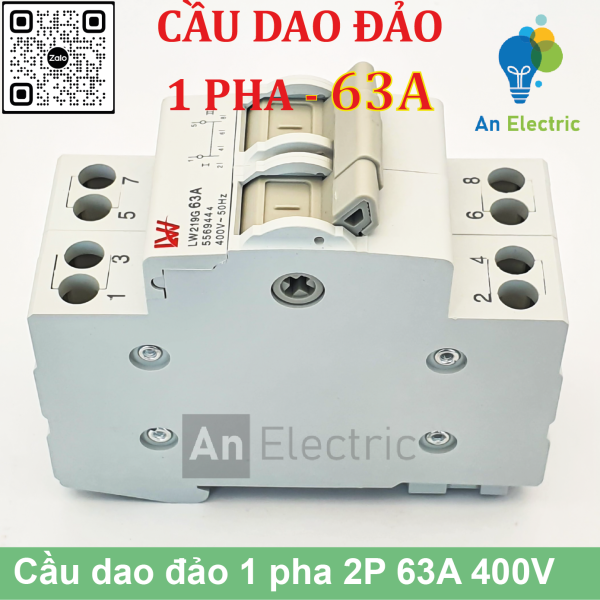 Cầu dao đảo 1 pha 2P 63A 400V LW219G