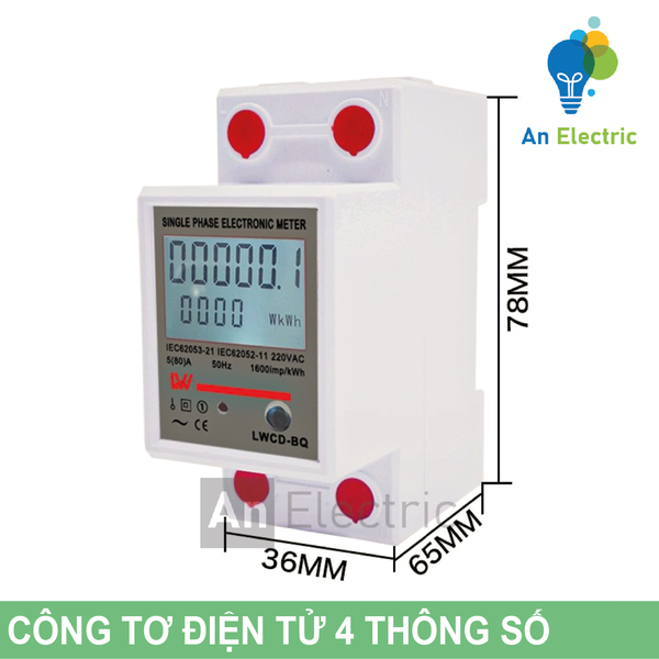 Công tơ điện tử 4 thông số 80A/AC230V LWCD-BQ và 1 thông số 80A/AC230V LWCD-DS cho hệ thống điện 1 pha