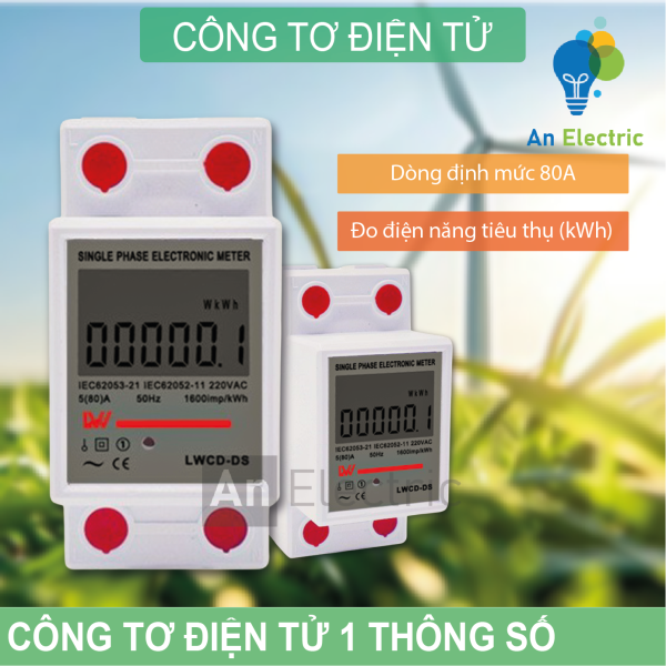 Công tơ điện tử 1 thông số 80A/AC230V LWCD-DS cho hệ thống điện 1 pha