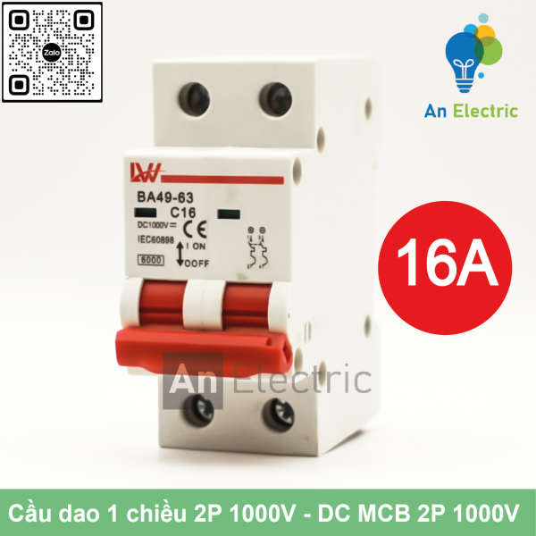 Cầu dao 1 chiều 2P 16A / 20A / 25A / 32A / 40A / 50A / 63A /125A 1000V (LW)
