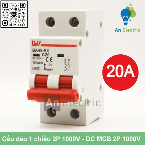 Cầu dao 1 chiều 2P 16A / 20A / 25A / 32A / 40A / 50A / 63A /125A 1000V (LW)