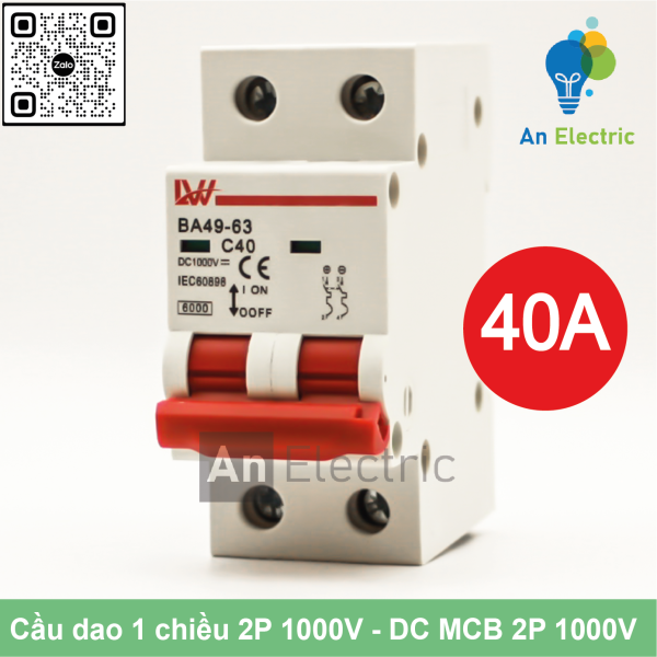 Cầu dao 1 chiều 2P 16A / 20A / 25A / 32A / 40A / 50A / 63A /125A 1000V (LW)