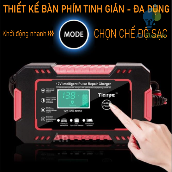Bộ sạc ắc quy thông minh 12VDC/6A TIANYE RJ-C120501A cho ắc quy 12V 4AH - 100AH