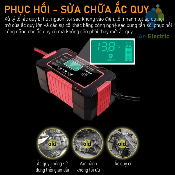 Bộ sạc ắc quy thông minh 12VDC/6A TIANYE RJ-C120501A cho ắc quy 12V 4AH - 100AH