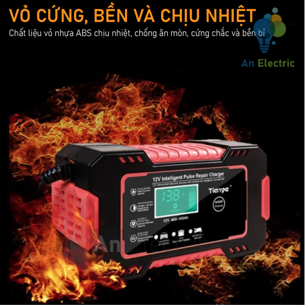 Bộ sạc ắc quy thông minh 12VDC/6A TIANYE RJ-C120501A cho ắc quy 12V 4AH - 100AH