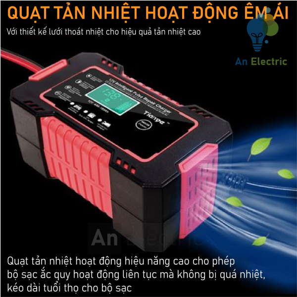 Bộ sạc ắc quy thông minh 12VDC/6A TIANYE RJ-C120501A cho ắc quy 12V 4AH - 100AH
