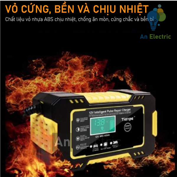 Bộ sạc ắc quy thông minh vàng 12VDC/6A TIANYE RJ-C120501A cho ắc quy 12V 4AH - 100AH
